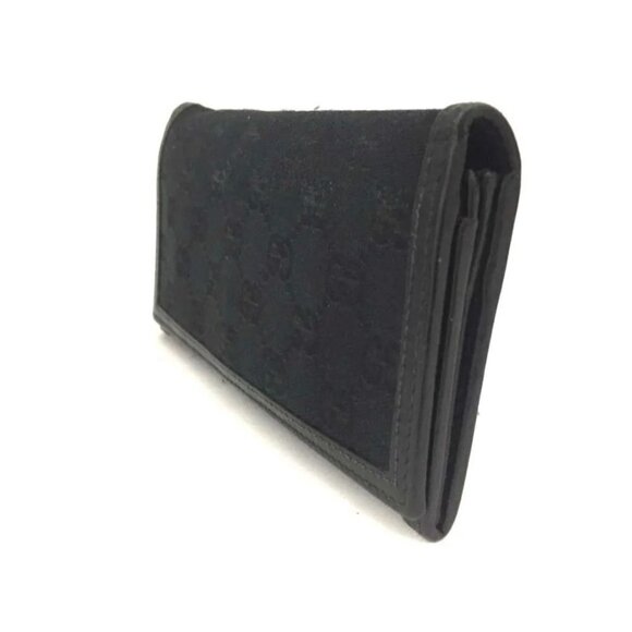 👛  AUTHENTIC GUCCI GG LOGO CANVAS LONG BILFOLD WALLET - Picture 2 of 10